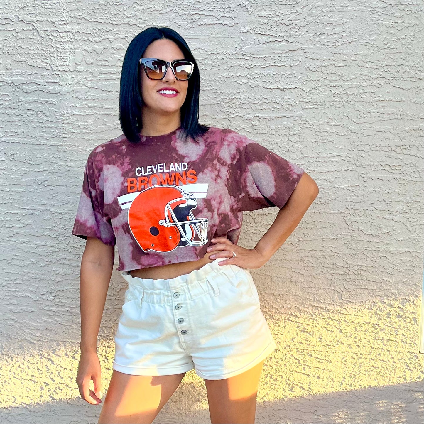 vintage cleveland browns cropped tee t shirt football nfl for men and women 