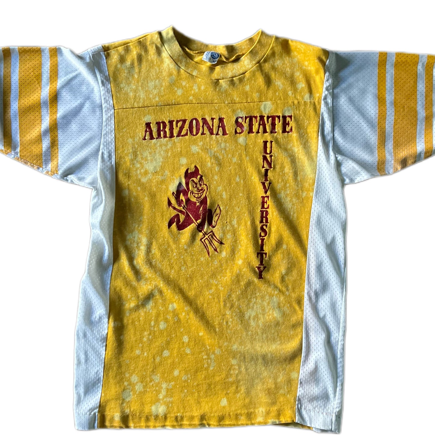 vintage asu arizona state university sundevils college t shirt with felt and mesh for men and women 