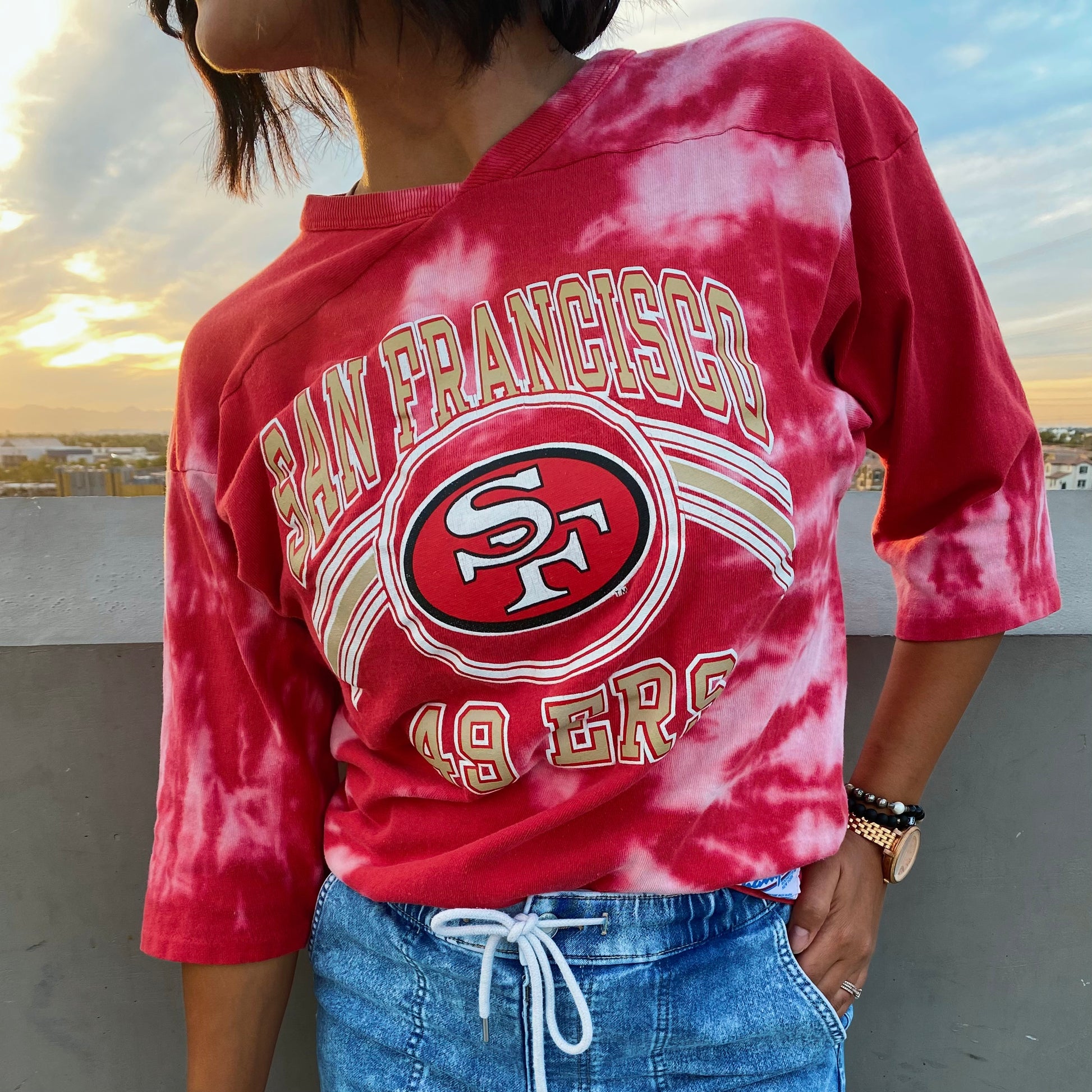 NFL San Francisco 49ers Women's 3/4 Sleeve RibHenley Top 